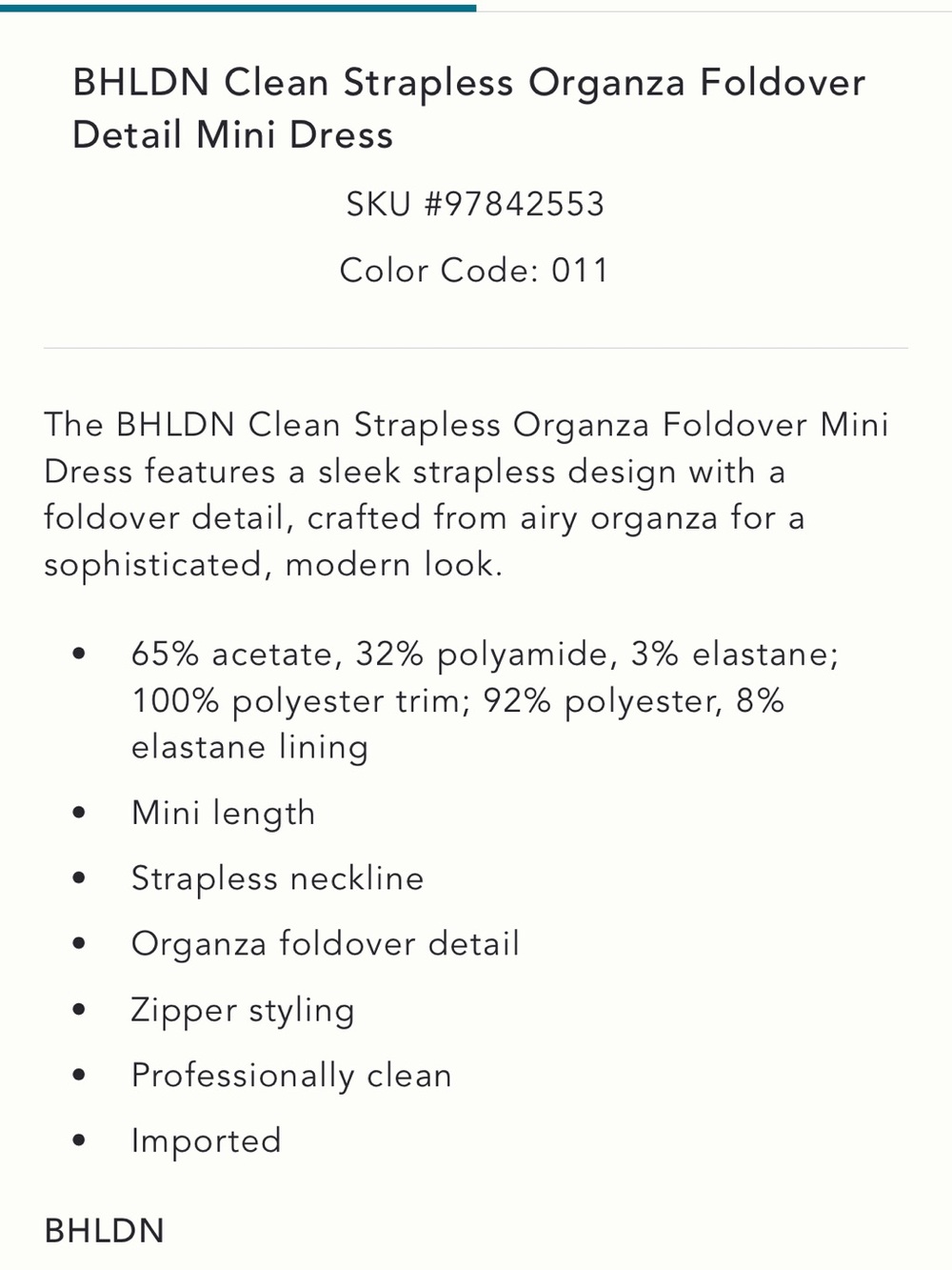 BHLDN Strapless Mini Dress - Picture 4 of 5